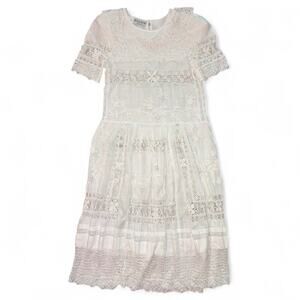 Vtg 80s Framm Limited White Cotton Lace Prairie Boho Dress Romantic Cottagecore